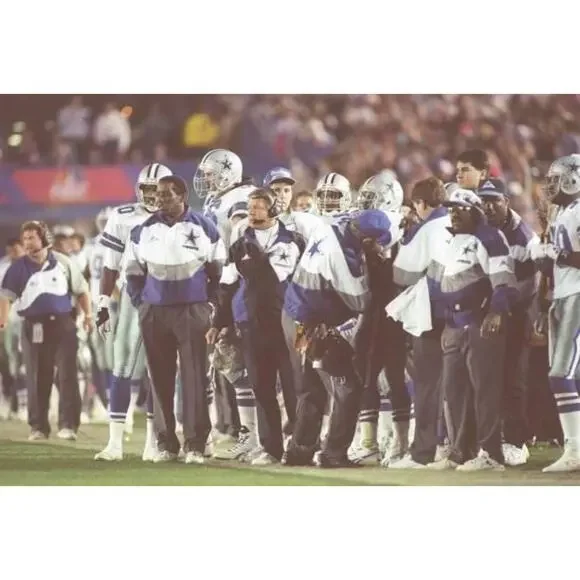 Dallas Cowboys 1993 APEX puffer Wave jacket zip M blue silver NFL Pro Line vtg - Picture 9 of 10